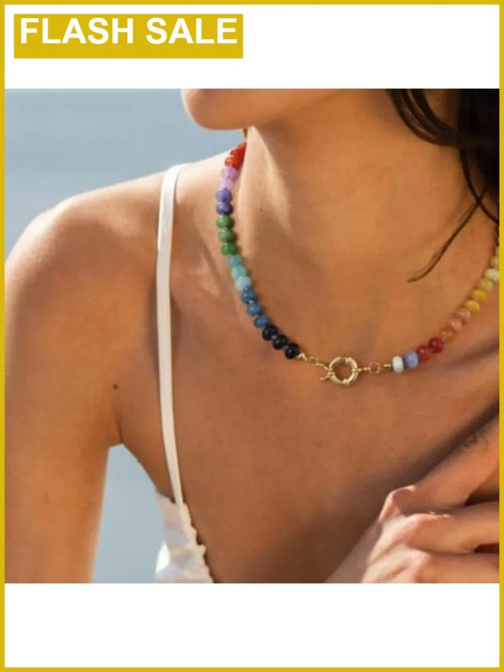 Handmade Natural Gemstone Beaded Choker Necklace 14K Gold Plated Copper